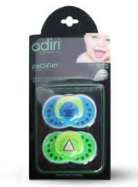  Adiri Heart Pacifiers (2 ),  1, 0-6  (. Blue and Green)