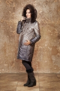 Пальто для беременных Дидилия Палермо серый принт(енот)